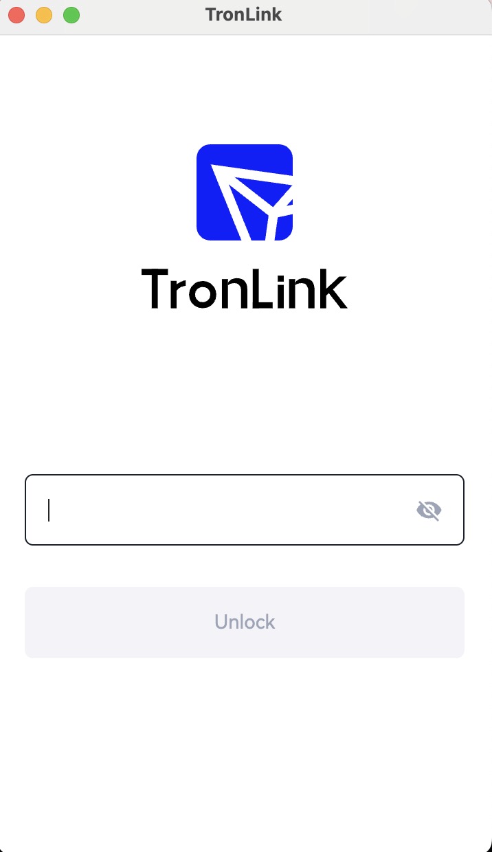TronLink unlock popup prompting for the wallet password